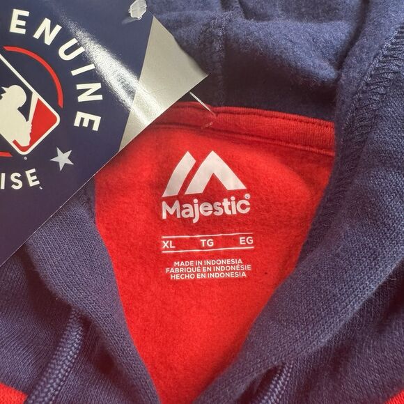 Washington Nationals Hoodie Mens XL Red Script Spellout Sewn Fleece Majestic New - Picture 6 of 11